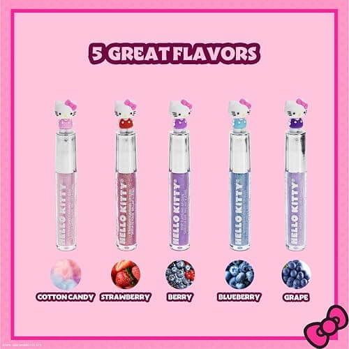 Hello Kitty 5 Pc Plant Based, Moisturizing Lip Gloss Makeup Set for Girls Kids Toddlers, Perfect for Parties Sleepovers Makeovers Birthday Gift for Girls 3 Yrs+ by Townley Girl thumbnail 2