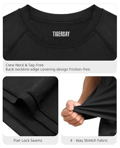 Tigersay Men's Compression Shirts, Short Sleeve T-Shirt Athletic Compression Tops Workout Sports Base Layer Undershirt thumbnail 7