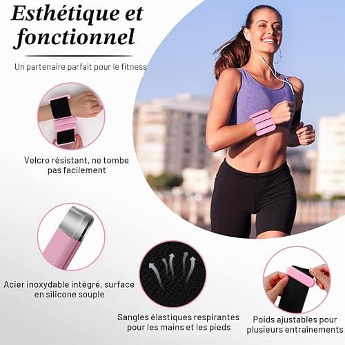 Omtofo Poids De Poignet Réglables Poids De Cheville Pour Poids Poignet En Ankle Weights Pour Exercice Yoga Danse Barre Pilates Cardio Aérobic Marche thumbnail 3