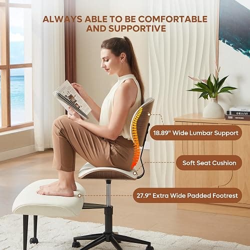 Bestier Ergonomic Cross Legged Office Chair,Height Adjustable Seat for ADHD, Meditation Office Chair for Short Women, 360° Swivel Adjustable Height for Pregnancy Yoga Kneeling Meditation White thumbnail 4