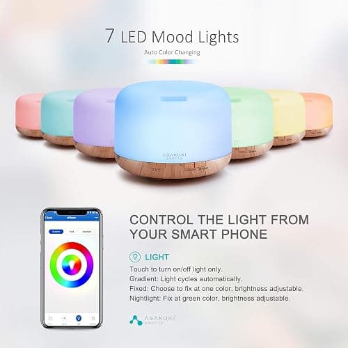 ASAKUKI Smart Wi-Fi Essential Oil Diffuser, App and Voice Control Compatible with Alexa, 500ml Aromatherapy Humidifier for Relaxing Atmosphere in Home Office Bedroom Gold thumbnail 3