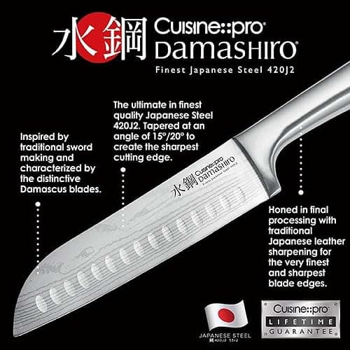 Cuisine::pro Damashiro Knife Block (Kumi, 7-Piece Chef Knife Set) - Japanese Steel Knife - Magnetic Knife Block- Damascus-Inspired Blade Kitchen Knives thumbnail 8