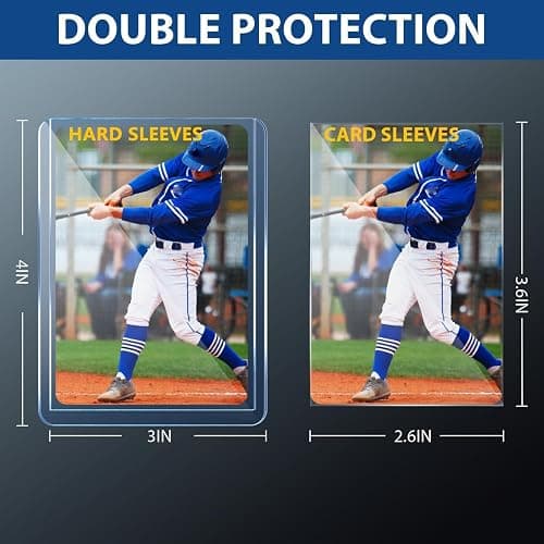 200 Card Sleeves Hard Plastic, 3"x 4" Trading Card Holder, Sports Cards Protectors for Top Baseball Game Sports Cards Cases (100 Hard Sleeve + 100 Soft Sleeves) thumbnail 2
