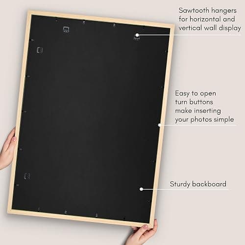 Americanflat 28x40 Poster Frame with Polished Plexiglass - Use as 24x36 Frame with Mat or 28x40 Frame Without Mat - Hudson Collection - Wide Picture Frame for Wall Display - Natural Oak - Natural Oak - 28x40 thumbnail 5