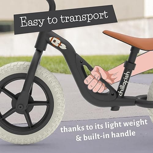 Chillafish Charlie Toddler Balance Bike, Lightweight 10-Inch Bike for Boys & Girls 2 to 4 Years Old, Adjustable Seat, Carry Handle & No-Puncture Tires - Standard Wheels - Black thumbnail 3