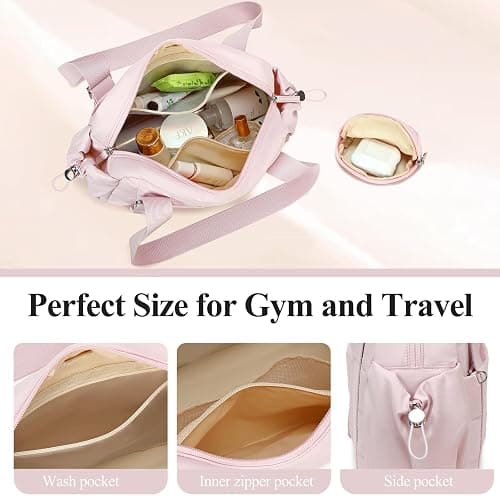 CAMTOP Mini Gym Bag for Women, Small Gym Tote Bag Puffy Quilted Sports Duffel Bag with Wet Compartment and Coin Purse Duffel Bags Dance Yoga Workout Bag for Gifts thumbnail 3