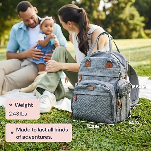 BabbleRoo Diaper Bag Backpack - Baby Essentials Travel Tote - Multi Function Water Resistant Diaper Bag, Travel Essentials Baby Bag with Changing Pad, Stroller Straps & Pacifier Case - Unisex, Black thumbnail 6