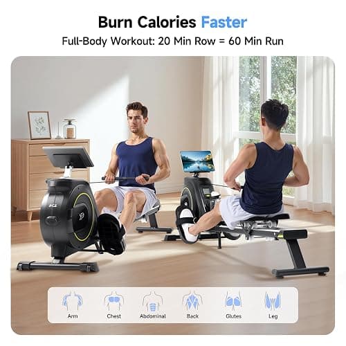 Rowing Machine for Home, 350 LB Capacity, 16-Level Silent Resistance, Magnetic Rowing Machines for Home Foldable, Full-Body Workout Compact Rowing Machine for Cardio & Strength with APP Support thumbnail 3