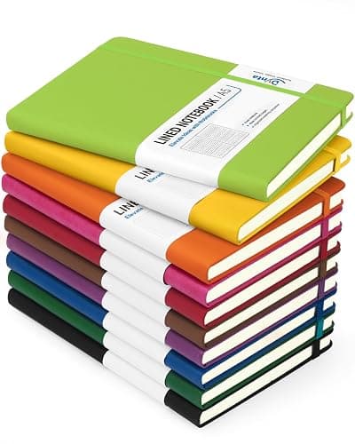 Dynta Hardcover Journal Notebooks, 10 Packs A5 Lined Journals Bulk for Writing 200 Pages/100Sheets, 8.4 x 5.8 inch, 10 Colors Classic Ruled Notebook for Work/Travel/College/Note Taking - Image 1