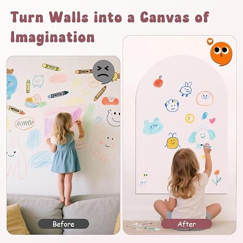 Magnetwand kinder, Selbstklebende Wandtafel in Bogenform, Geeignet zum Schreiben und Zeichnen, Wiederverwendbar, Magnetischer Wandaufkleberbogen Kinder für Mädchen und Jungen (120 x 80 cm) (Rosa) thumbnail 5