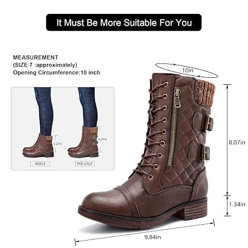 STQ Women's Combat Boots Mid Calf Winter Boots thumbnail 6