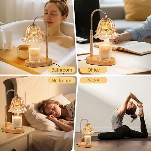 Flower Candle Warmer Lamp with Timer - Dimmable Electric Candle Lamp, Birthday Gifts for Women Mom, House Warming Gifts New Home Decor, Adjustable Wax Wamer Light for Jar Candles thumbnail 8