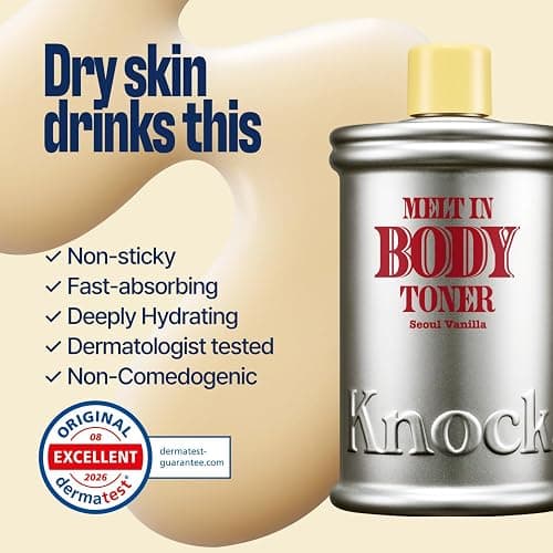 Knock Melt-in Body Toner Seoul Vanilla, Milky Body Moisturizer | A milky moisturizer, Softly scented, Hydrates & Replenishes Dry, Sensitive Skin, For Silky Glowing Skin thumbnail 3