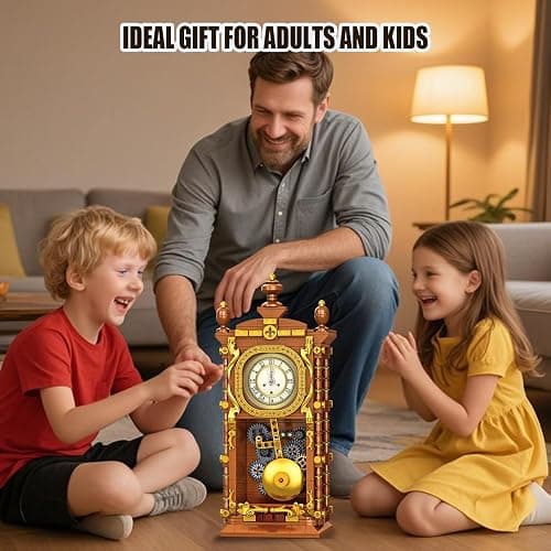 Retro Clock Building Block Set for Adults, Linkable Mechanical Pendulum Clock Building Brick Kit Compatible with Lego, Vintage Toy for Home Decor, Gifts for Kid and Adult 8-12（751PCS） thumbnail 2