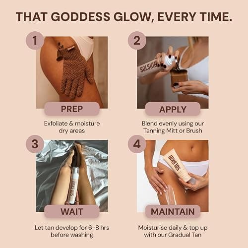 SOLSKIN Tanning Mousse with Hyaluronic Acid & Aloe for Natural Bronze Glow - Fast-drying Fake Tan, Moisturising Formula for Sensitive Skin, Streak-Free, Vegan & Cruelty-Free, 200ml (Medium Deep) thumbnail 5