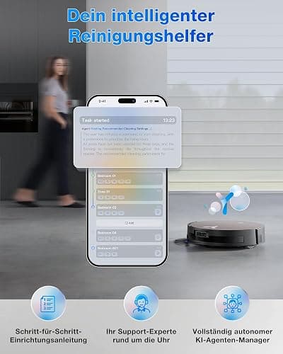 ECOVACS X11 OMNICYCLONE Saugroboter mit Wischfunktion, Blast + 19.500 Pa, ultraschnelles Akkuladen, OZMO Roller 2.0, Klettern max. 4 cm Höhe, Ausfahrender Wischmopp, PureCyclone 2.0 Auto-Entleerung thumbnail 9