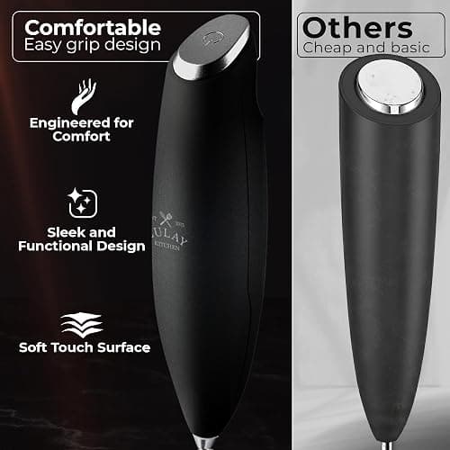 Zulay Kitchen Patented Tornado Triple Whisk Milk Frother with 4 Duracell Batteries – Handheld Foam Maker for Coffee, Lattes, Matcha & Hot Chocolate – Rich, Creamy Froth in Seconds thumbnail 5