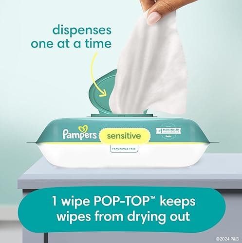 Pampers Baby Wipes Sensitive Perfume Free 12X Pop-Top Packs 1008 Count - 1008 Count (Pack of 12) thumbnail 10