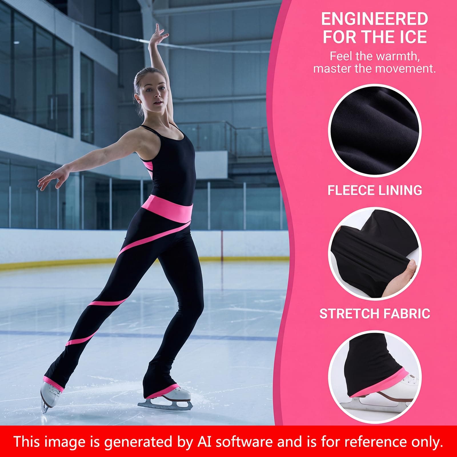 Figure Skating Pants Girl Ladies Skate Pants Figure Skating Tracksuits Plus Velvet Pants thumbnail 3