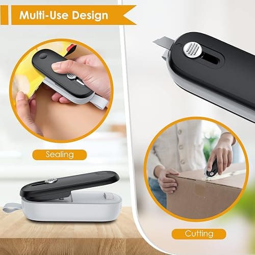 FEPPO Mini Bag Sealer, 2 in 1 Heat Sealer with Cutter, Portable Resealer Machine for Chip, Plastic Bags Food Storage Snacks (Batteries Included) thumbnail 4