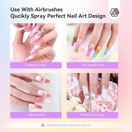 SAVILAND Dilution-Free Airbrush Gel Nail Polish 30ML 12 Colors | Hema-Free Airbrush Paint for Nails, Non-Acetone, High Color Saturation, For Gradients Blush Layered Nail Art thumbnail 7