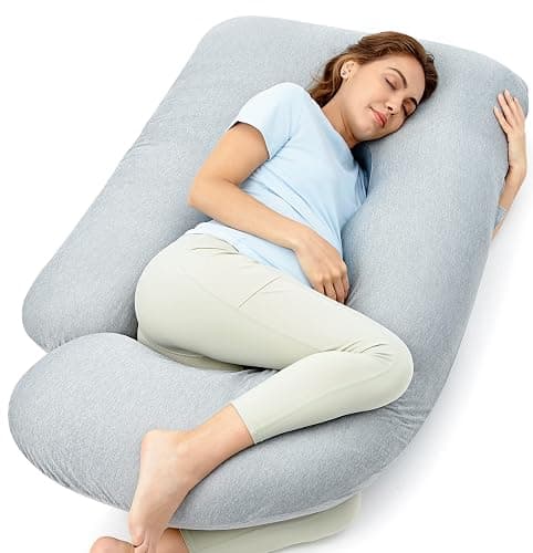 Momcozy Pregnancy Pillows with Cooling Cover, U-Shaped Full Body Maternity Pillow for Side Sleepers 57 Inch - Support for Back, Hip, Belly, Legs for Pregnant Women - Image 1