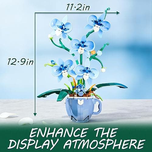 Blue Orchid Flower Building Set with Vase for Adults, Compatible with Lego Botanical Flowers, 567pcs Ideas Plant Collection Toys for Home and Office Decor, Gifts for Christmas Mother's Day thumbnail 3