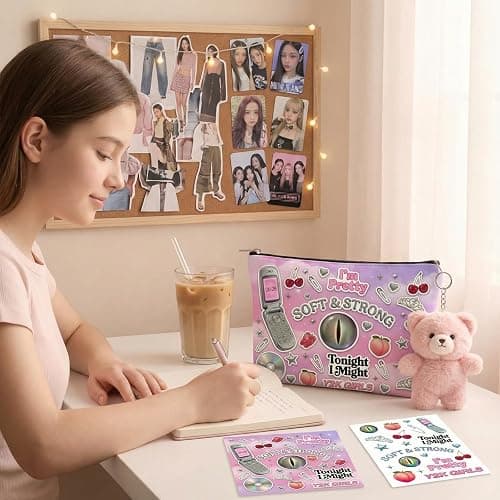 SportsLiking For Katseye Merch Cosmetic Makeup Bag, Y2K-Inspired Pop Graphic Zipper Pouch, Portable Makeup Organizer for Toiletries & Accessories thumbnail 8