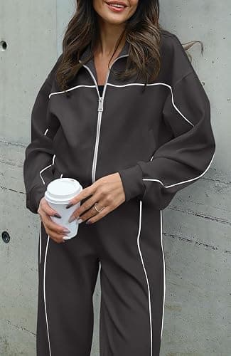 BTFBM Women's Two Piece Tracksuit Fall 2025 Long Sleeve Zip Up Sweatshirt Long Pants Outfits Jogger Sweatsuit Sets thumbnail 4