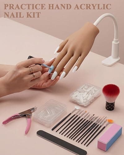 Practice Hand for Acrylic Nails, Silicone Hand for Nail Practice, Nail Tips Won't Fall off Nail Hand, Flexible Nail Practice Hand for Beginners,13.7 x 6.29 x 1.88in thumbnail 7