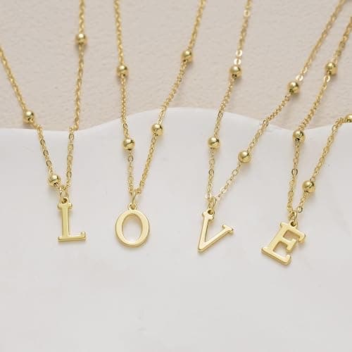 MDIEEL Stocking Stuffers Initial Necklaces for Women Dainty 14k Gold Plated A-Z Letter Pendant Name Necklaces Cute Charm Choker Fashion Accessories Non Tarnish Trendy Jewelry Christmas Gift thumbnail 5
