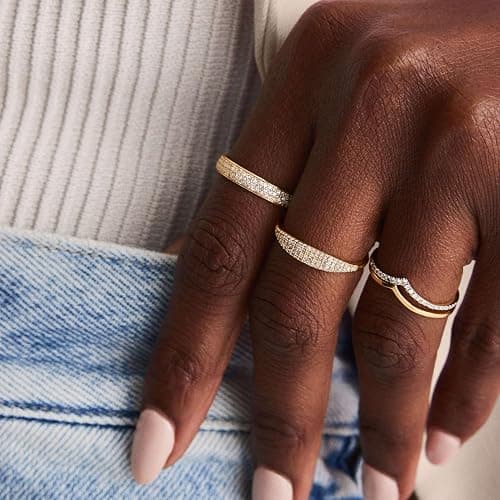 10 PCS 14K Gold Plated Rings Set for Women, Dainty Gold Knuckle Ring Non Tarnish, Simple Thumb Stacking Rings Pack Size 6/7/8/9/10 thumbnail 6