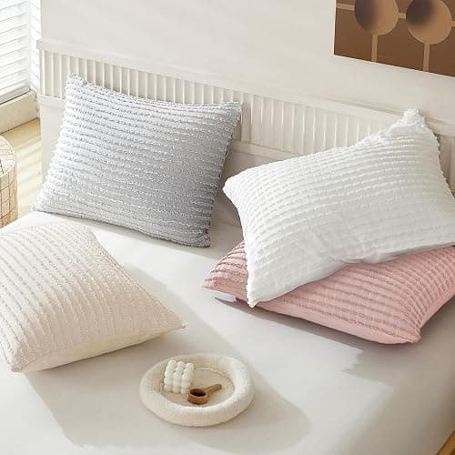 WARMDERN White Pillow Covers Body Pillow Cover Soft Microfiber Pillow Cases Set of 1 Boho Textured Pillowcase with Envelope Closure(White, Body-1 20x54 Inches) thumbnail 8