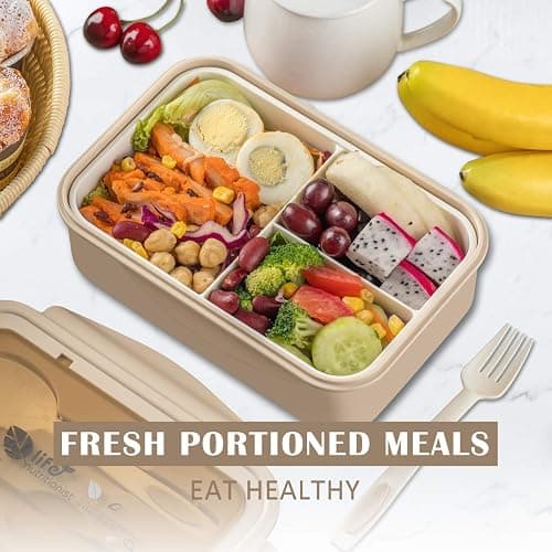 LOVINA Bento Box for Adults and Kids - 1400ML Portable, Lightweight, Easy to Carry Meal Holder with Spoon & Fork, Durable, Leak-Proof, BPA-Free and Food-Safe Materials thumbnail 2