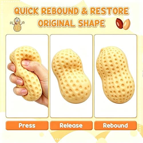Crunchy Peanut Squishy, Peanut Slow Rising Squishy Toys for Stress Relief | Realistic Peanut Shape Crunchy Squishy, Fidget Toys, Peanut Squishy, Stress Balls, Squeeze Toys, Sensory Toys for Adults thumbnail 5