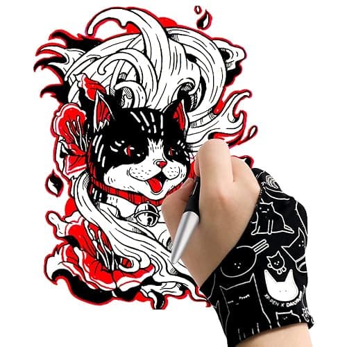 XPPen Digital Drawing Glove - Two-Finger Artist Glove with Cute Cat Print, Suitable for Right and Left Hand thumbnail 2