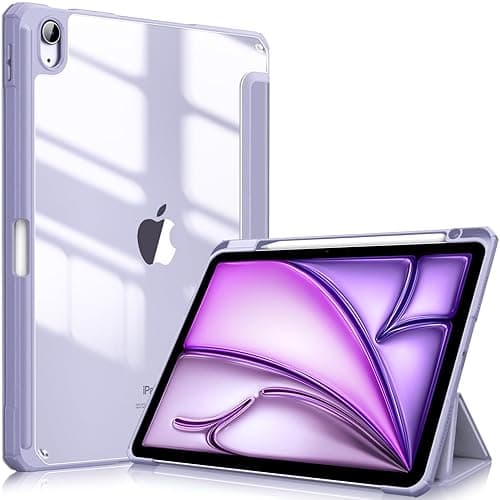 Fintie Hybrid Slim Case for iPad Air 11-inch M3 (2025) / M2 (2024), iPad Air 5th (2022) / 4th Generation (2020) 10.9 Inch - Shockproof Cover with Clear Back Shell & Pencil Holder, Lilac Purple - Lilac Purple