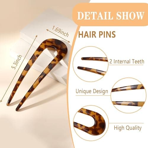 4 PCS French Hair Pin for Women, Large Styling Pins for Thin Thick Hair, Lialys Hair Pin for Buns, French Twist Pin Wavy U Shaped Christmas Gifts thumbnail 4