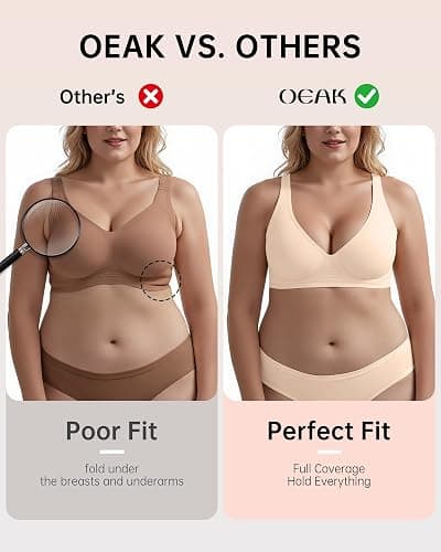 OEAK Womens Jelly Bras Wireless Deep V Bralette Comfy Push Up Tshirt Bras | Comfortable,support and lift,no underwire,bralettes,plunge,full coverage,invisible,balconette,minimizer,no show,soft thumbnail 4