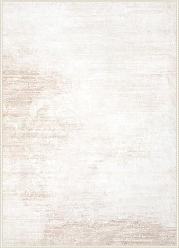 Area Rugs 5x7 Living Room: Washable Rug Modern Abstract Large Rug Soft Non Slip Neutral Rugs Stain Resistant Indoor Carpet for Bedroom Kitchen Dining Room Table Nursery Home Office Rugs(Beige,5'x7') thumbnail 8