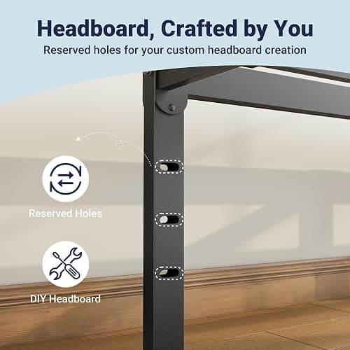 Allewie Queen Bed Frame, 14 inch Metal Platform Beds with Storage Space, No Box Spring Needed and Easy Assembly, Black thumbnail 5