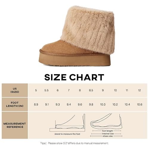 Pasuot Women's Beige Platform Fur Boots - Genuine Cow Suede, Faux Fur, Winter, Ankle-High, Casual, Anti-slip Sole, Pull-On, Round Toe, Bootie - 7.5 - Chestnut thumbnail 7