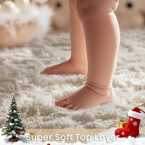 Ophanie 6x9 Area Rugs, Upgrade Non-Slip Fluffy Soft Rugs for Living Room, Large Shag Ivory Fuzzy Plush Rug, Shaggy Big Carpets for Bedroom, Kids Boys Girls Dorm Nursery Home Decor Aesthetic thumbnail 2