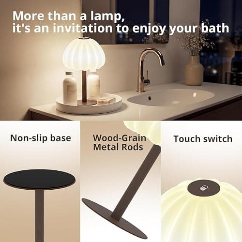 Hifree IP65 Waterproof Rechargeable Shower Lamp, RGB Fixed Color Mood Lamp | Touch RGB fixed color table lamp, non-slip metal base, soft frosted shade, fixed brightness, for shower bathroom thumbnail 5