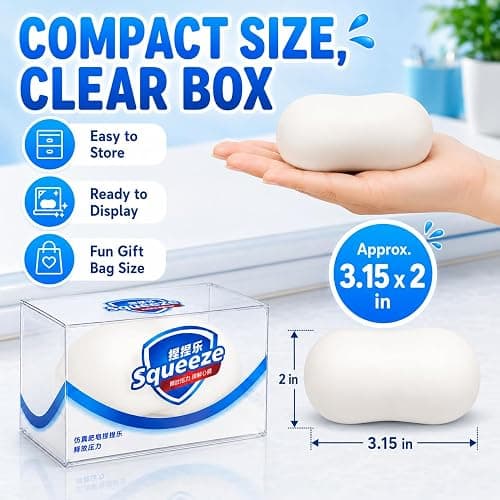 Crunchy Soap Squishy Toy, Slow Rising Squeeze Stress Ball, Soft Sensory Fidget Toy for Adults and Teens, Fun Stocking Stuffer, Party Favor and Gift(White) thumbnail 2