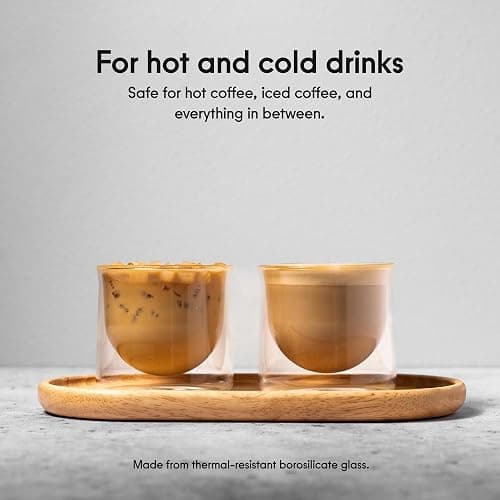FLUR Latte XL Glasses (Set of 2) Perfect for Lattes, Latte Art, Iced Lattes & Milk Drinks – Double-Walled Borosilicate Glass – Handmade, Lightweight & Durable – 10oz (Amber) thumbnail 2