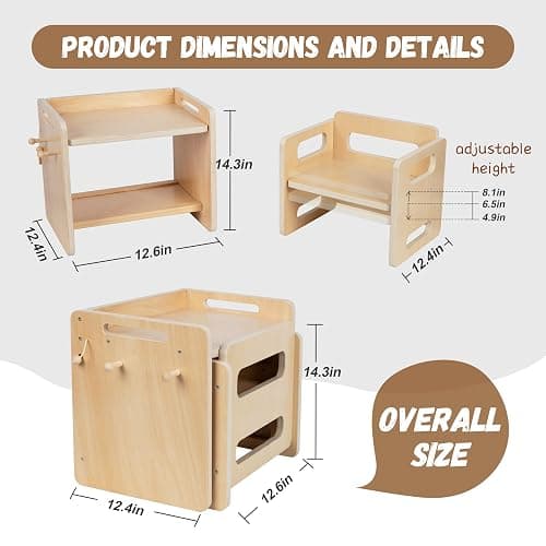 bpmfkid Montessori Weaning Table and Chair Set - Adjustable Design for Toddlers, Ideal for Mealtime, Learning, and Play thumbnail 2