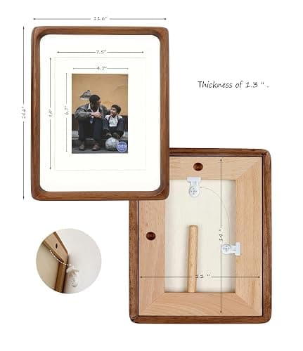 XKIILH 11x14 Picture Frames Walnut Solid Wood with Real Glass Vertical Horizontal Standing Display Photos 5x7/8x10 with Mat or 11x14 Without Mat Lovely Gift for Desk Tabletop Wall Mount H14 thumbnail 3