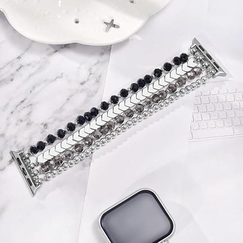 V-MORO Beaded Bracelet Compatible with Apple Watch Band 38mm/40mm/41mm/42mm/44mm/45mm/49mm/46mm Series 10/9/8/7/SE/6/5/4/3/2/1 Women Fashion Handmade Elastic Stretch Strap for iWatch Bands Replacement thumbnail 4