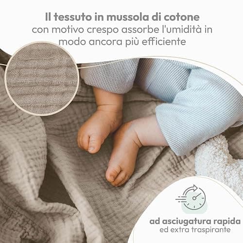 Laleni Mussole Neonato 70x70cm Set da 10 - Asciugamani in Cotone Morbido per Pelli Sensibili - Lavette Extra Assorbenti, Quadrati Beige thumbnail 4